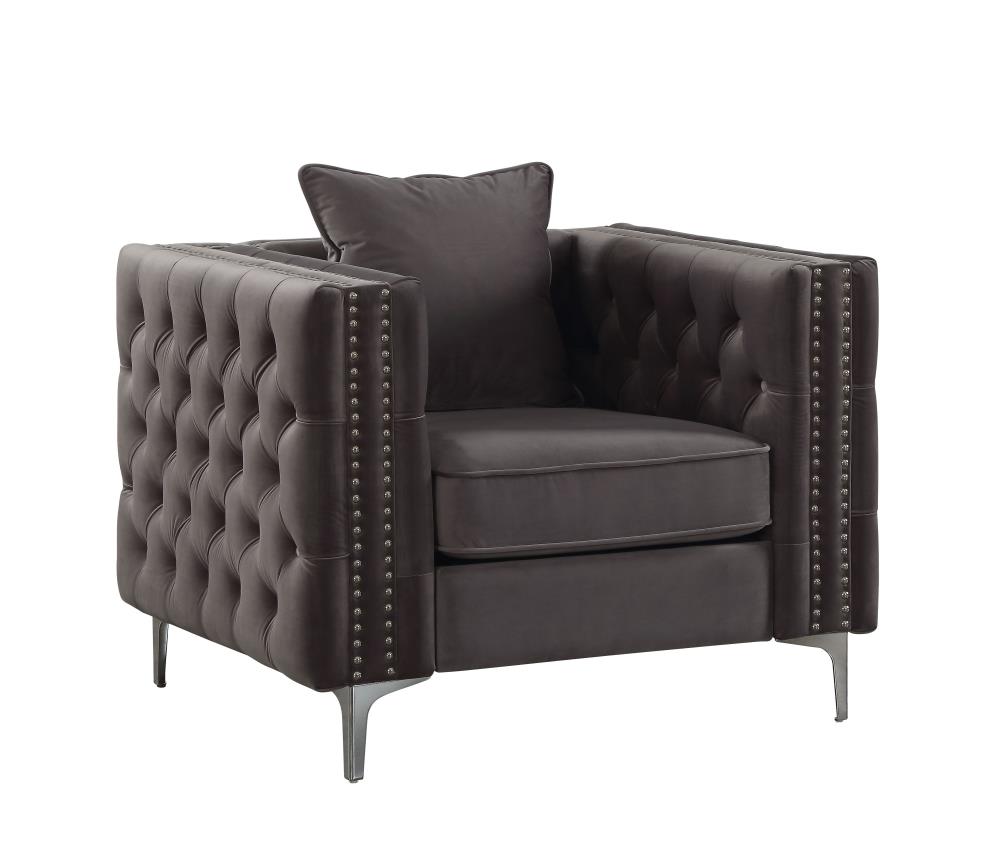 dark grey velvet accent chair