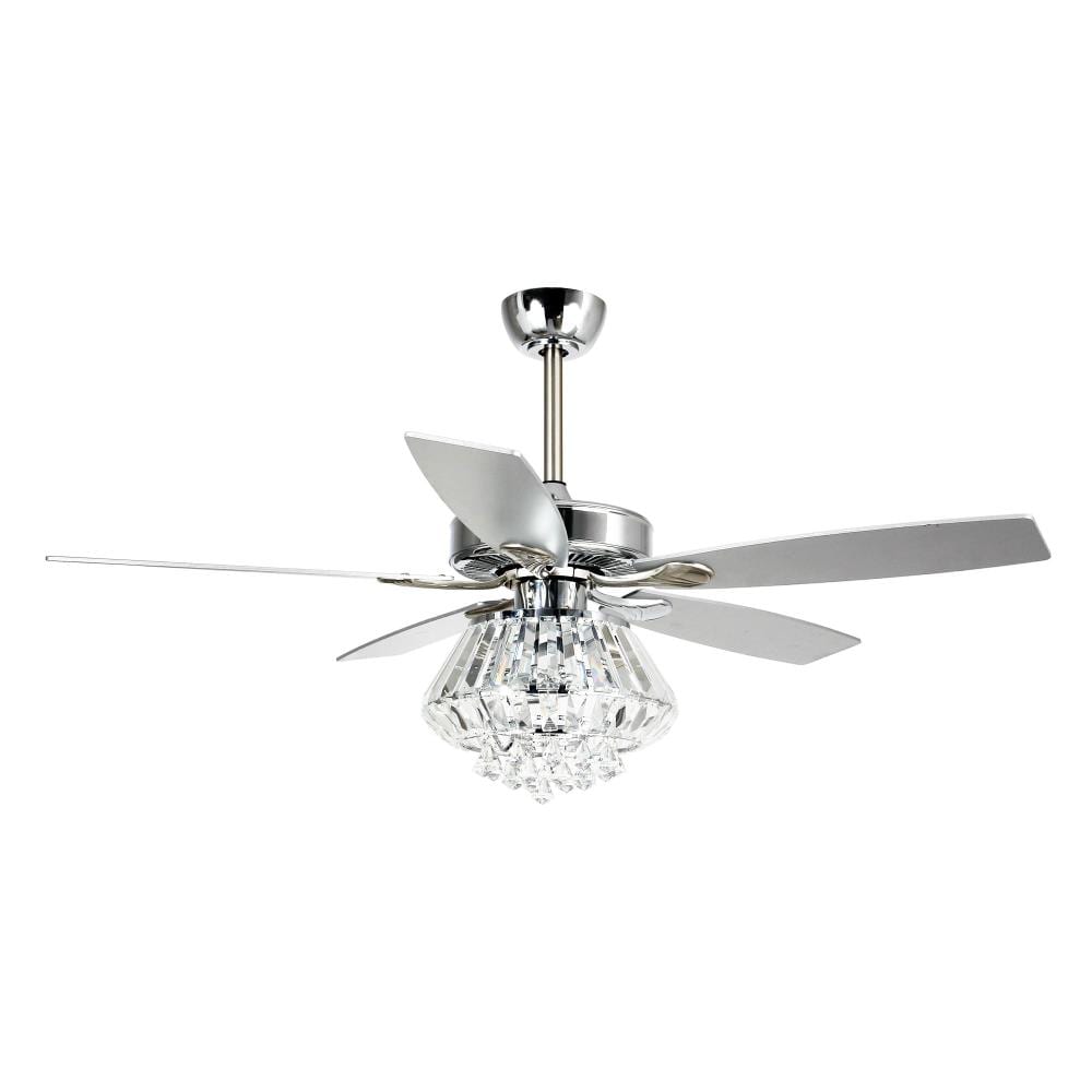 Matrix Decor Fandelier 52-in Chrome LED Indoor Chandelier Ceiling Fan with Light Remote (5-Blade)