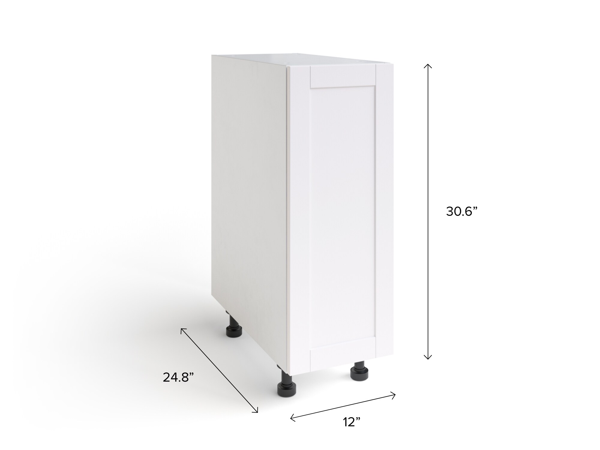 NewAge Products Home Cabinet 12-in W x 30.6-in H x 24.8-in D White Door Base Fully Assembled Stock Cabinet (Shaker Door Style)