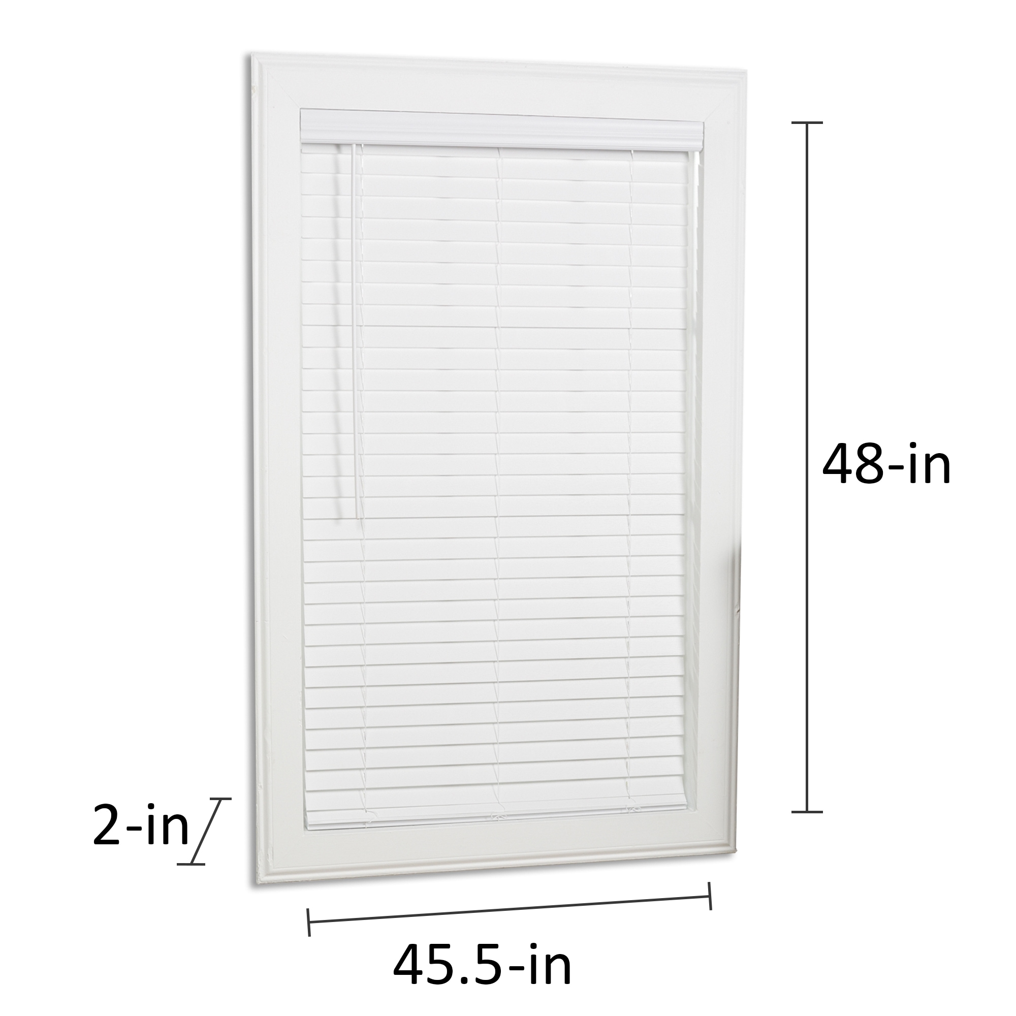 45.75 x 48 White US Window And Floor 2 Faux Wood 45.75 W x 48 H Inside Mount Cordless Blinds