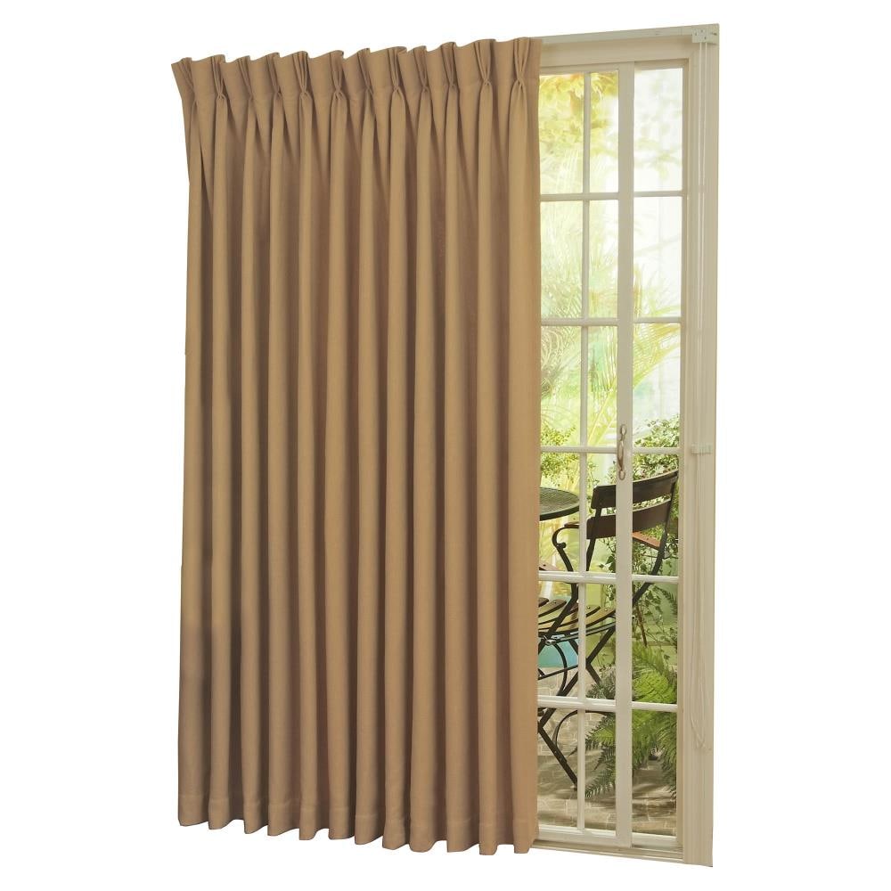 84 in Brown Curtain Panel Blackout Patio Door w/ Thermaweave Woven Technology 