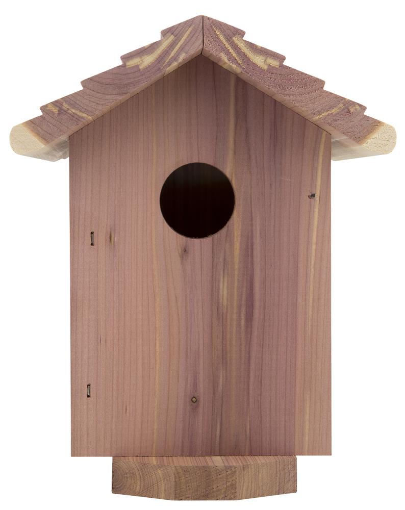 Cedar Bird House Red 7.5 in Wood Nesting Box Weather Resistant Outdoor Garden 