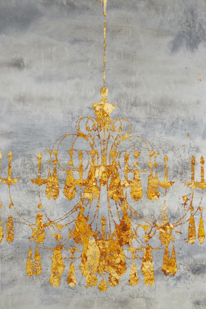 Grayson Lane 16 x 24 Large Metallic Gold Chandelier Wall Art on Iron