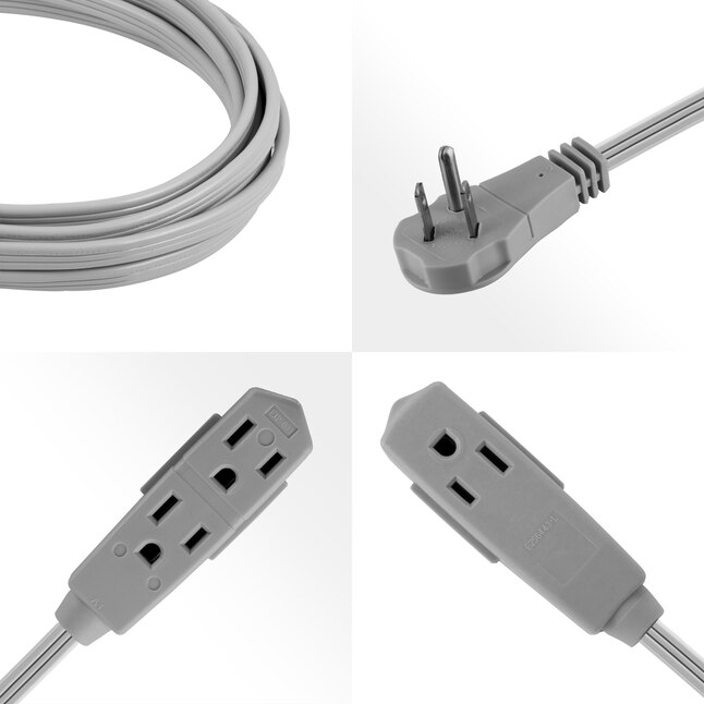 Gray GE 3-Outlet Extension Cord 15 