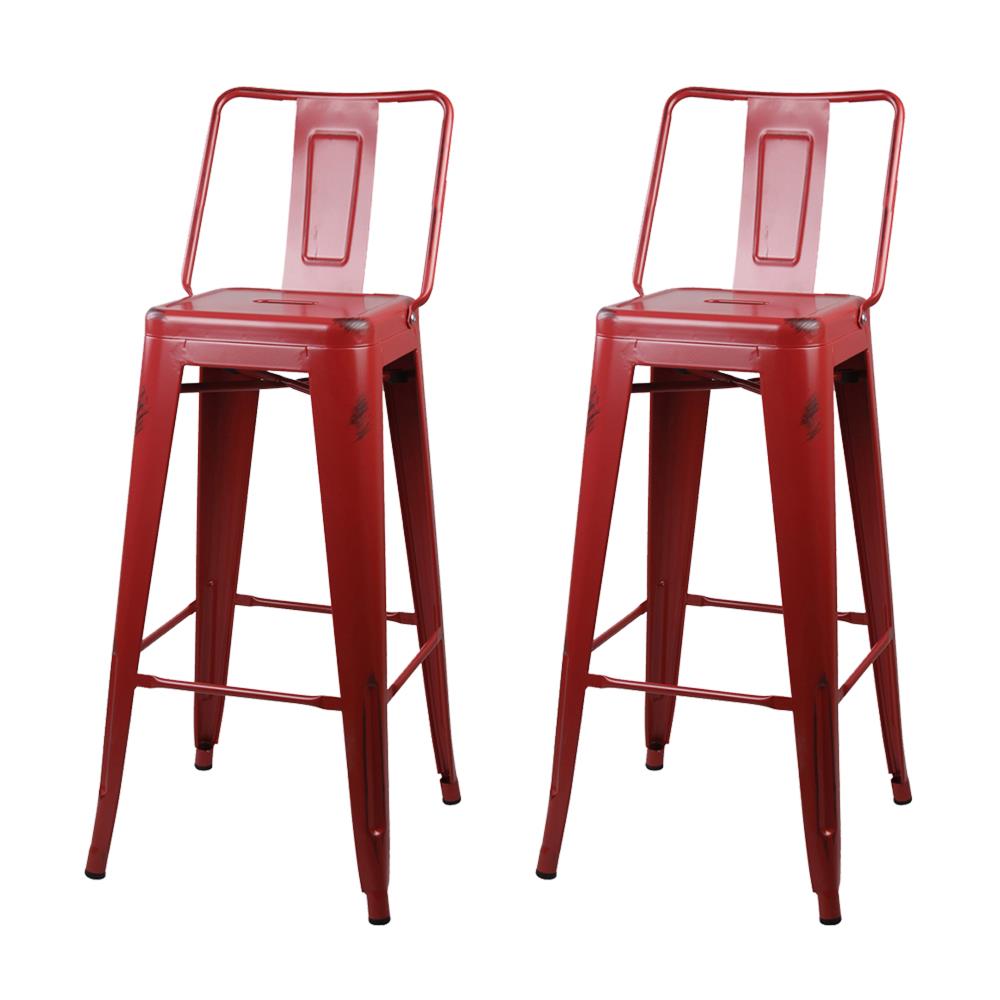 red metal counter height stools