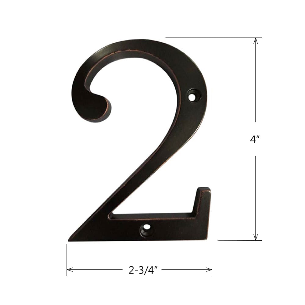 Oil Rubbed Bronze 3" house metal number 2 
