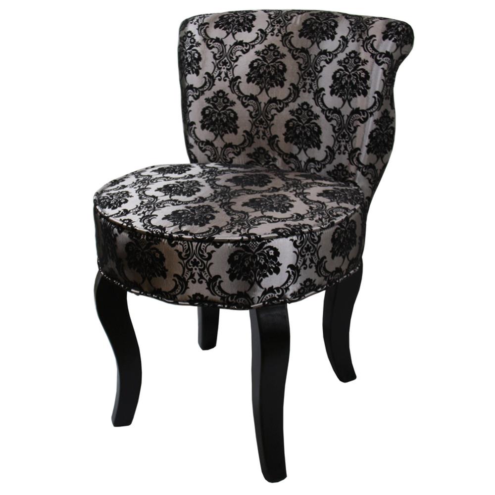 black and white damask chair