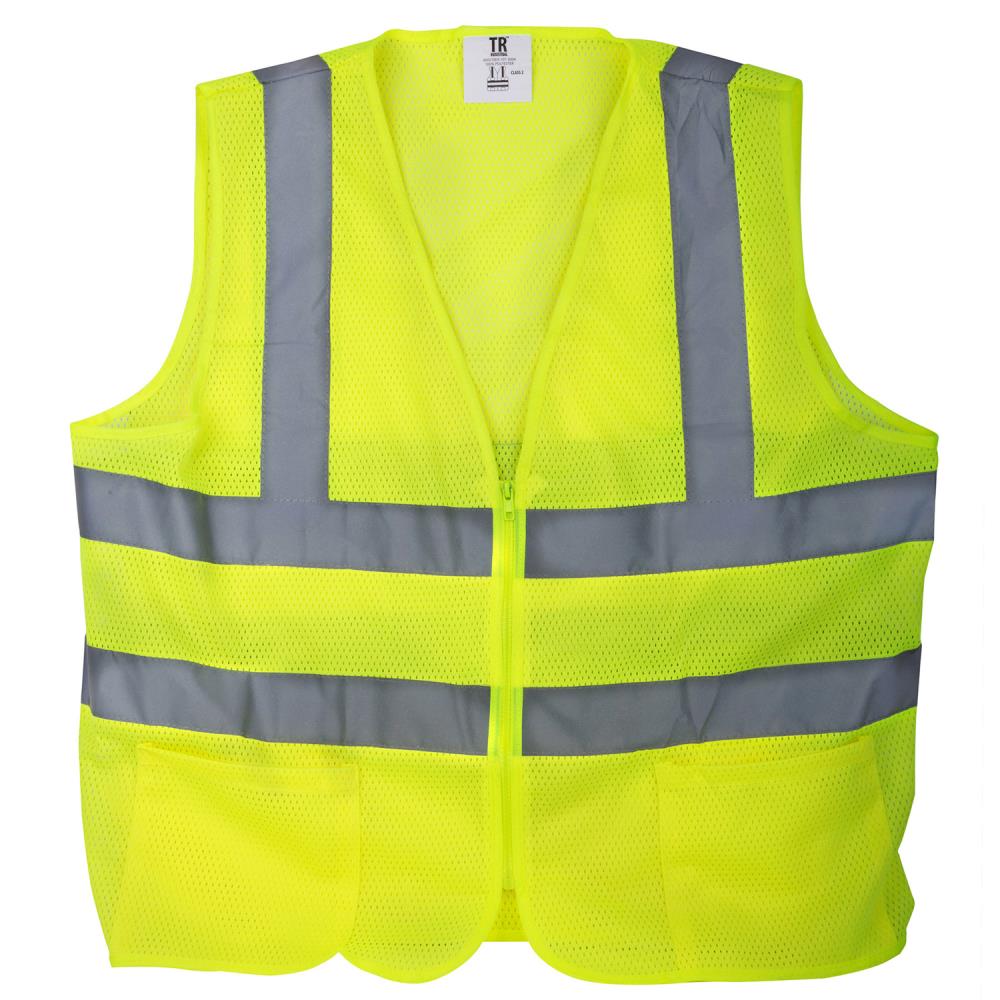 M, FLuorescent Yellow construction hi vis vest medium Yellow Safety Vest Reflective With Pockets And Zipper ANSI Safety Vest For Men And Women