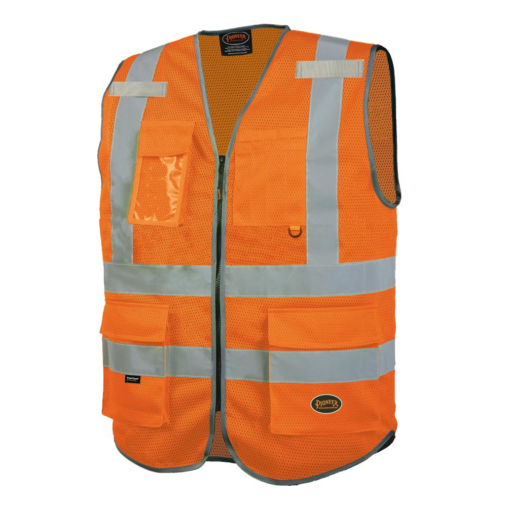 #S5734 Lot of 12 Orange & White Adjustable Plastic Reflective Safety Vests 