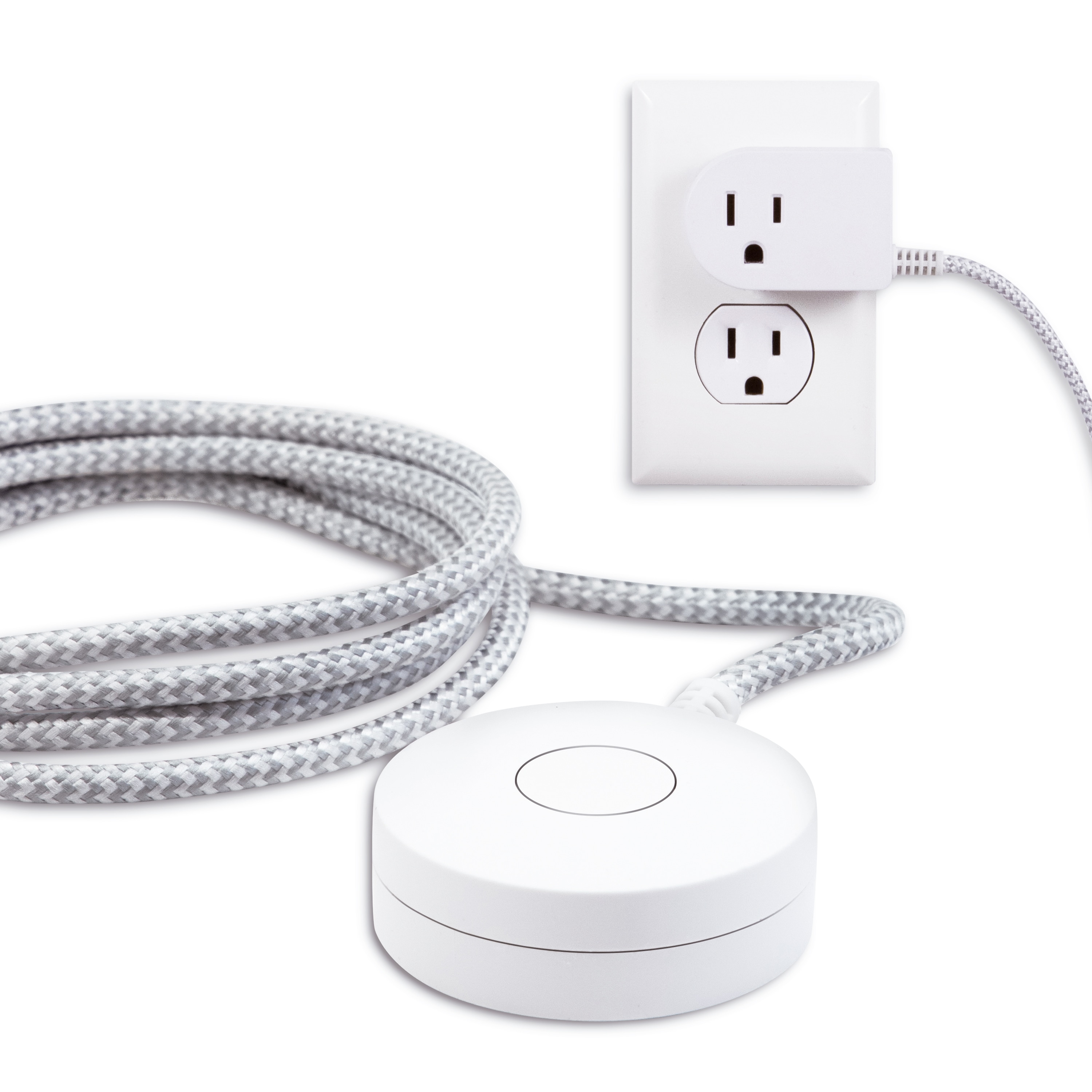 3 Outlet 2 Prong Indoor Light Wall Power Electrical Extension Cord Cable White 
