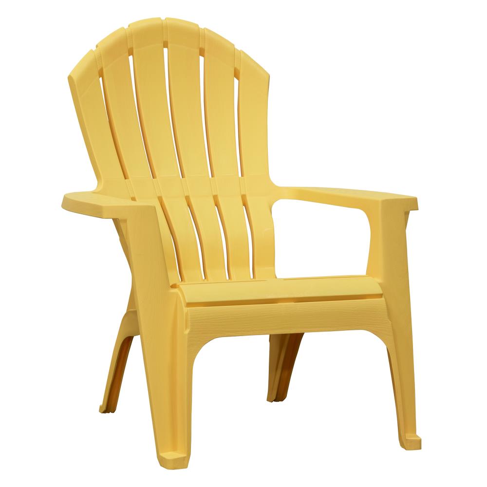 Adams Manufacturing Realcomfort Stackable Yellow Plastic Frame Stationary Adirondack Chairs With Solid Seat In The Patio Chairs Department At Lowescom