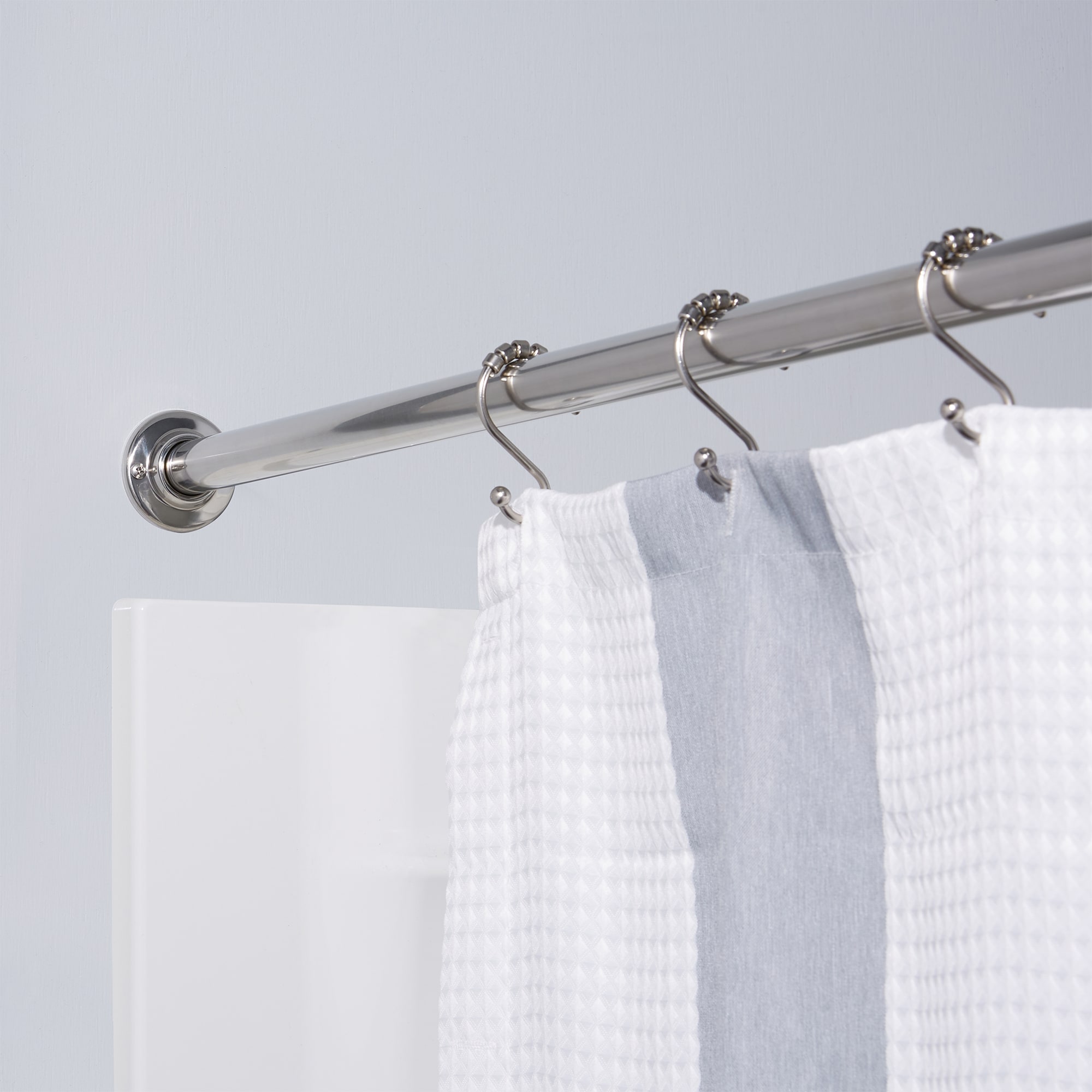 Stainless Steel Shower Curtain Rings Hooks 12 Set of Bathroom Poles Rod JH 