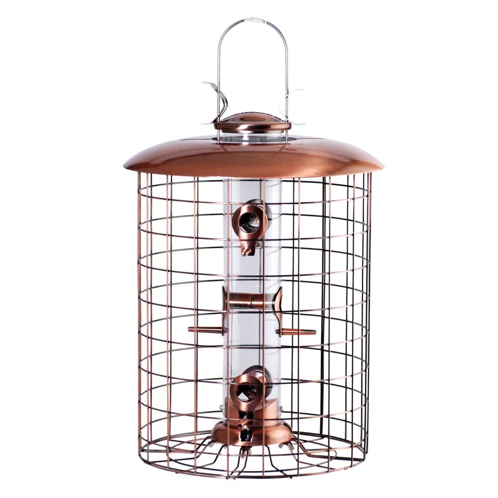 Bird Feeder Copper Triple Tube Squirrel Proof Hanging Outdoor Patio Seed Finish 