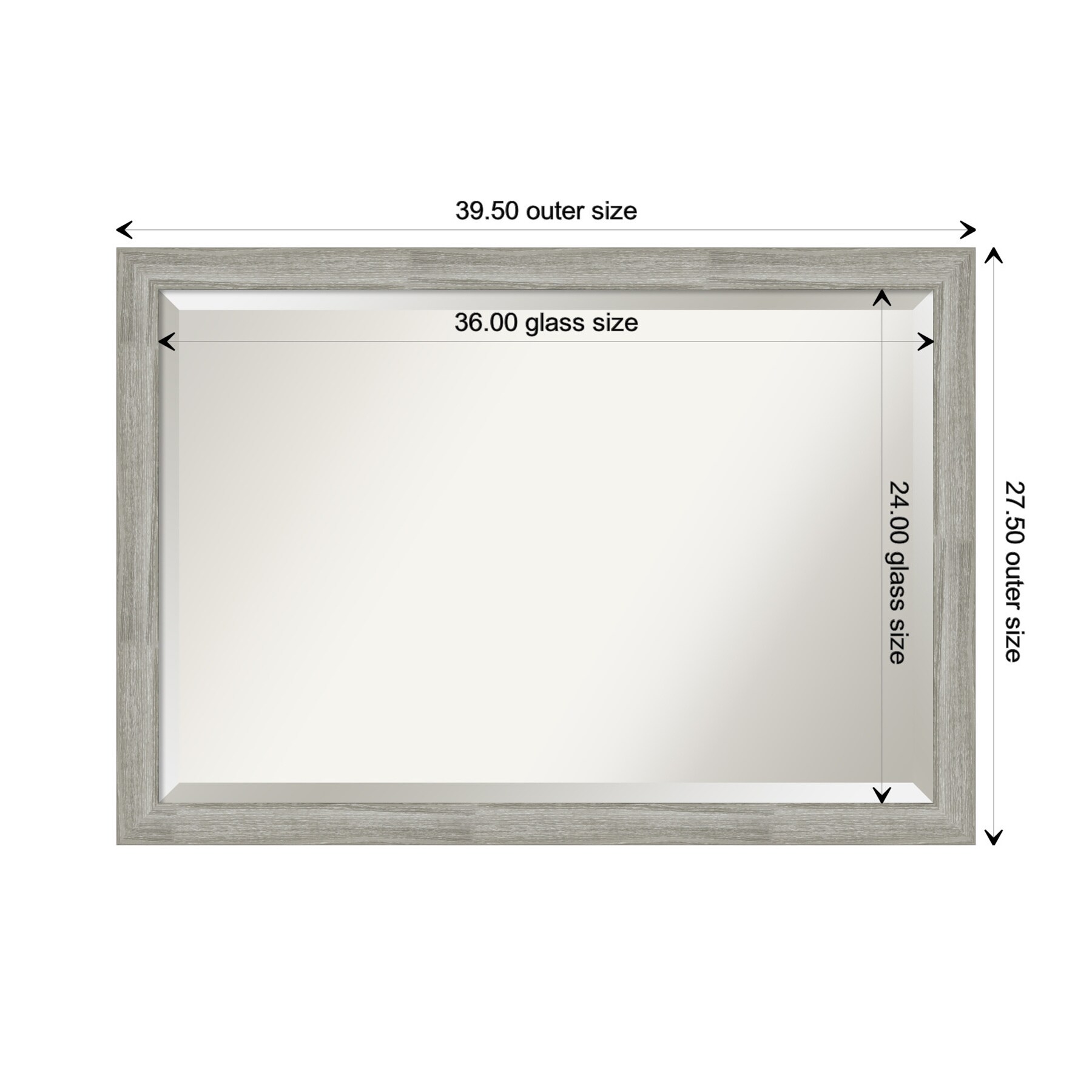 Amanti Art Dove Greywash Frame 39.5-in W x 27.5-in H Distressed Grey Rectangular Bathroom Vanity Mirror