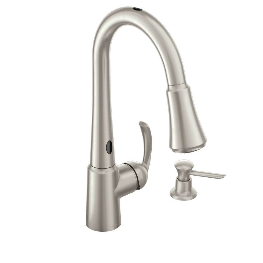 Moen Delaney Spot Resist Stainless 1-Handle Deck-Mount Pull-Down Touchless  Kitchen Faucet (Deck Plate Included)