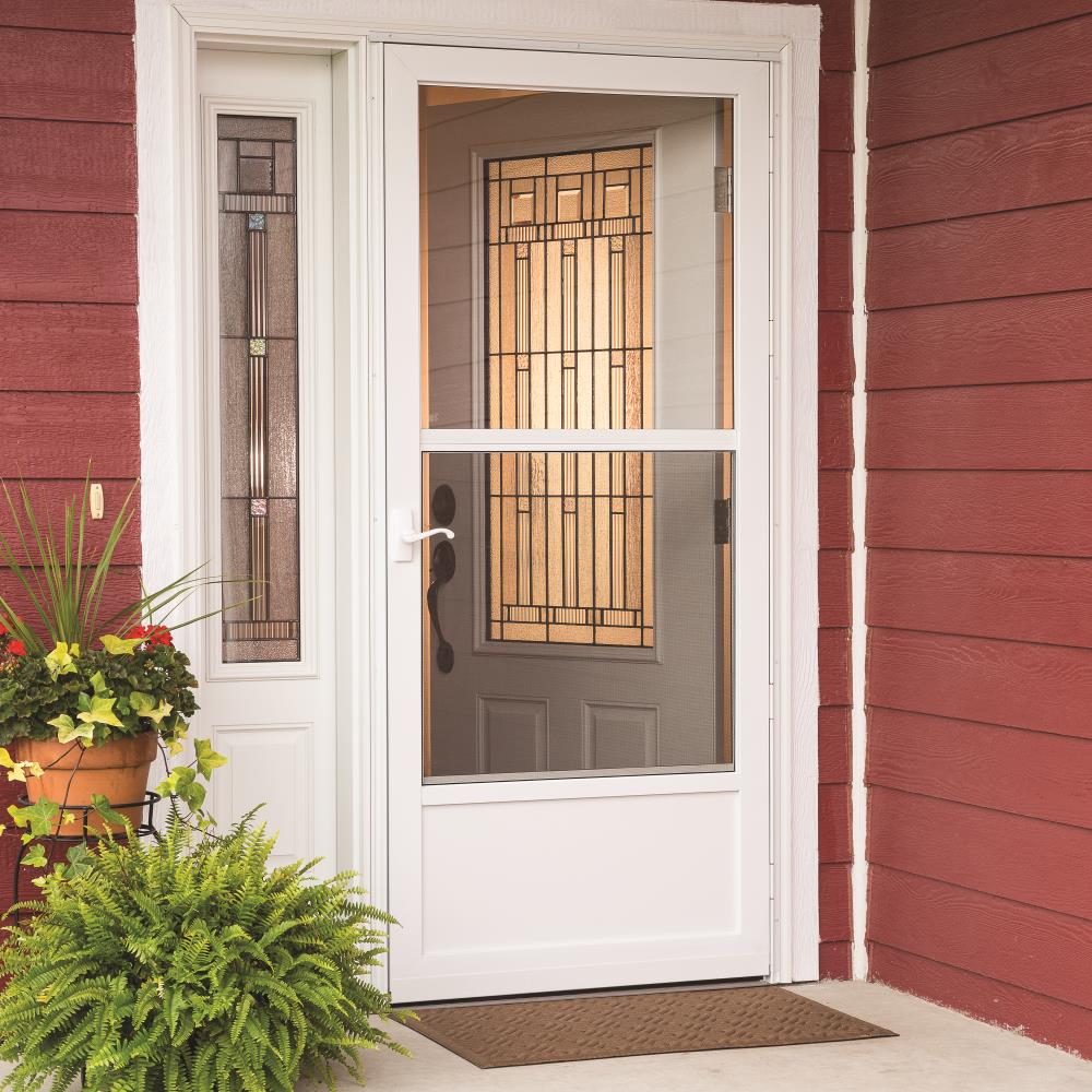 LARSON Southport 36in x 81in White MidView Aluminum Storm Door in