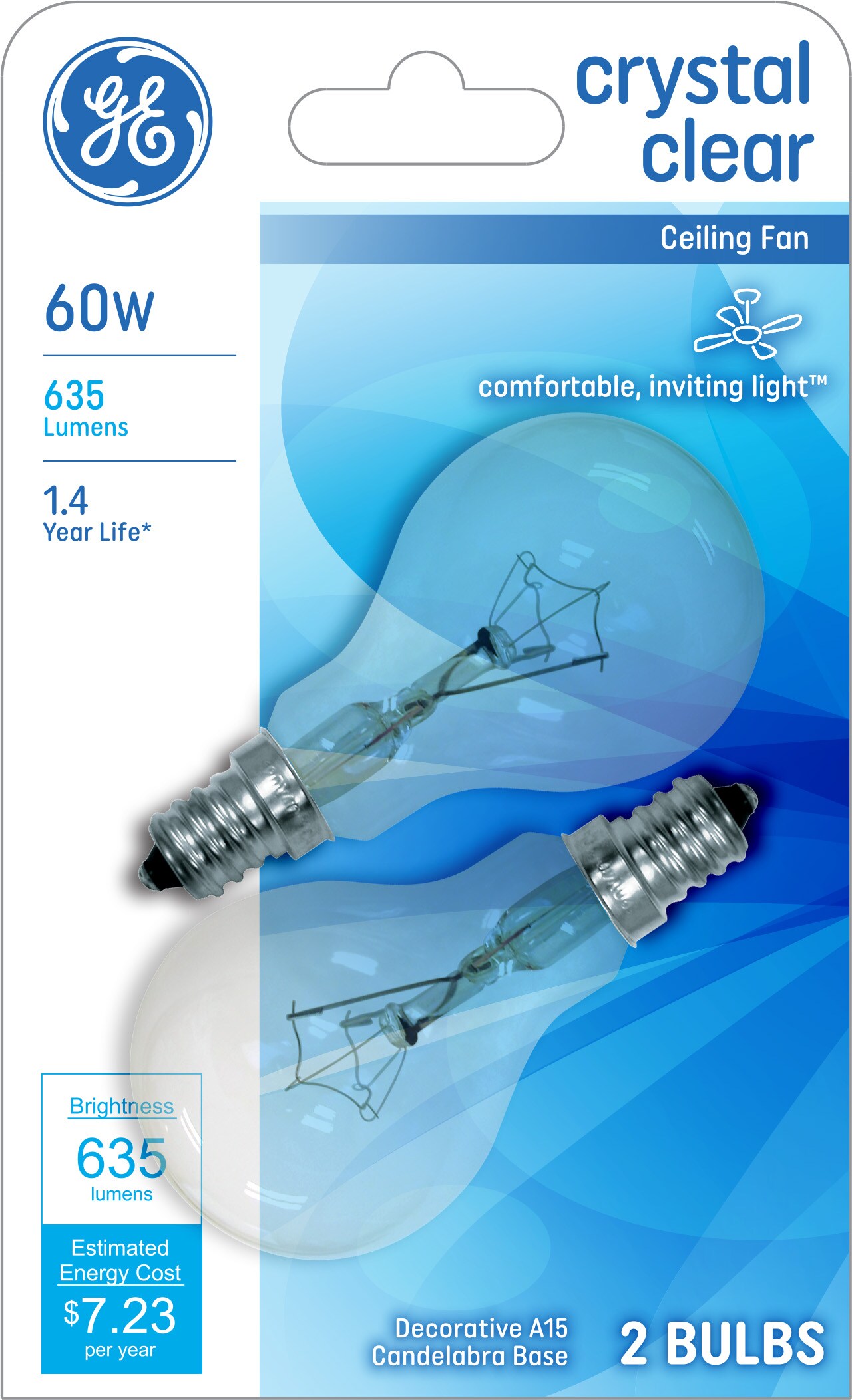 650 Lumens A15 Clear Ceiling Fan Bulbs 4 Pack GE C.O. GE Lighting 60 Watt