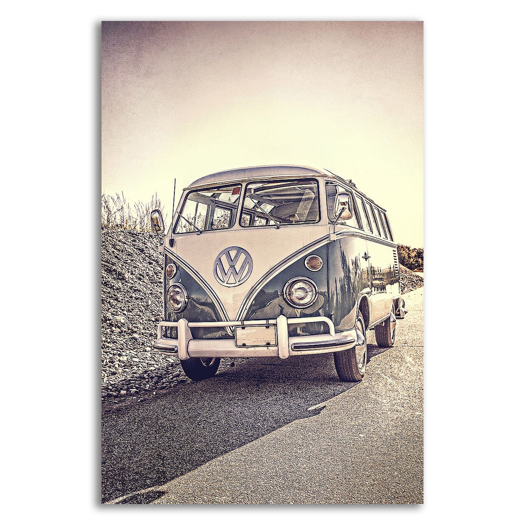 Surf Bus Wooden Blue VW Camper Van Sign Printed Wall Art Decoration With Rope