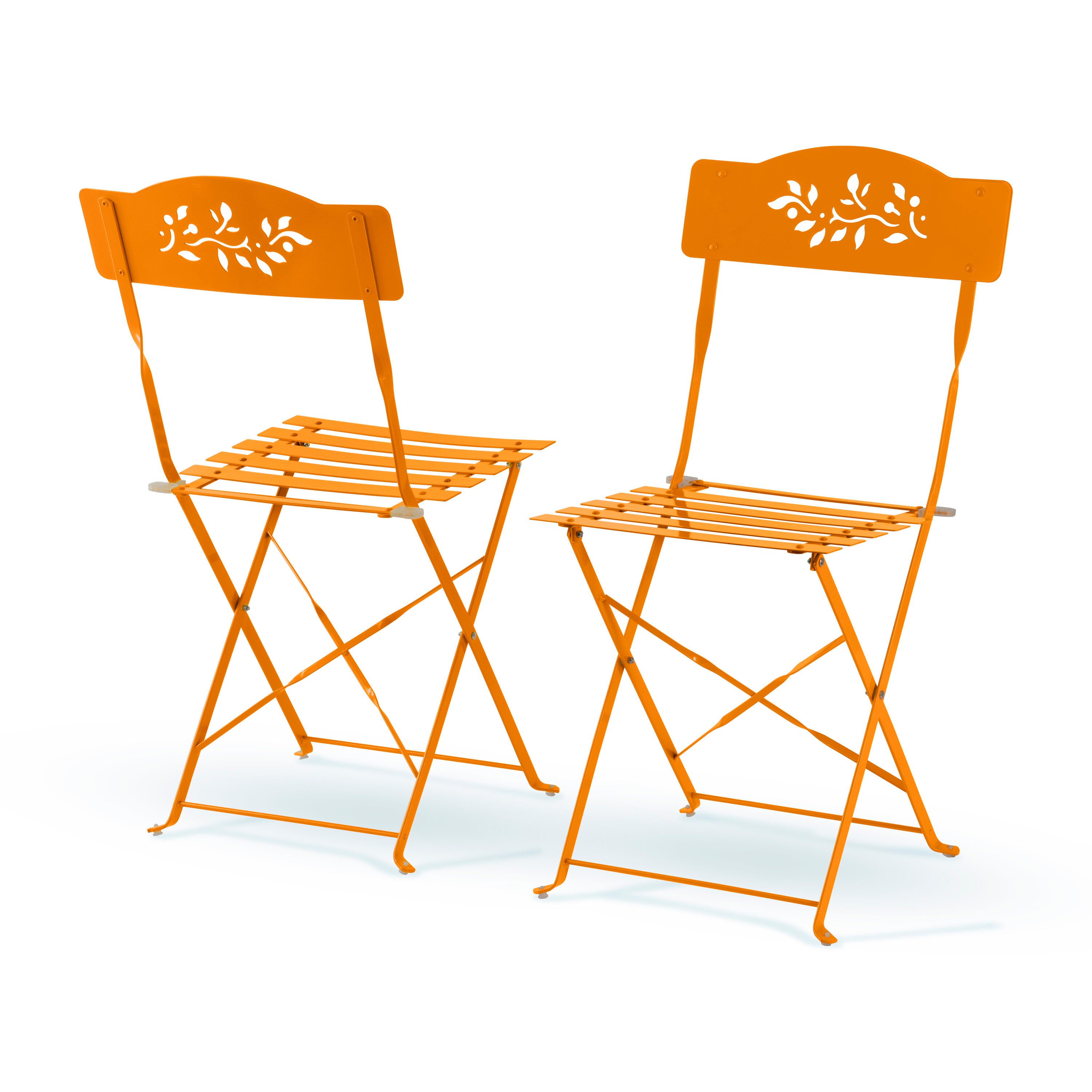 1 Table with 2 Chairs Alpine MSY100A-OR Orange Bistro Set Orange 