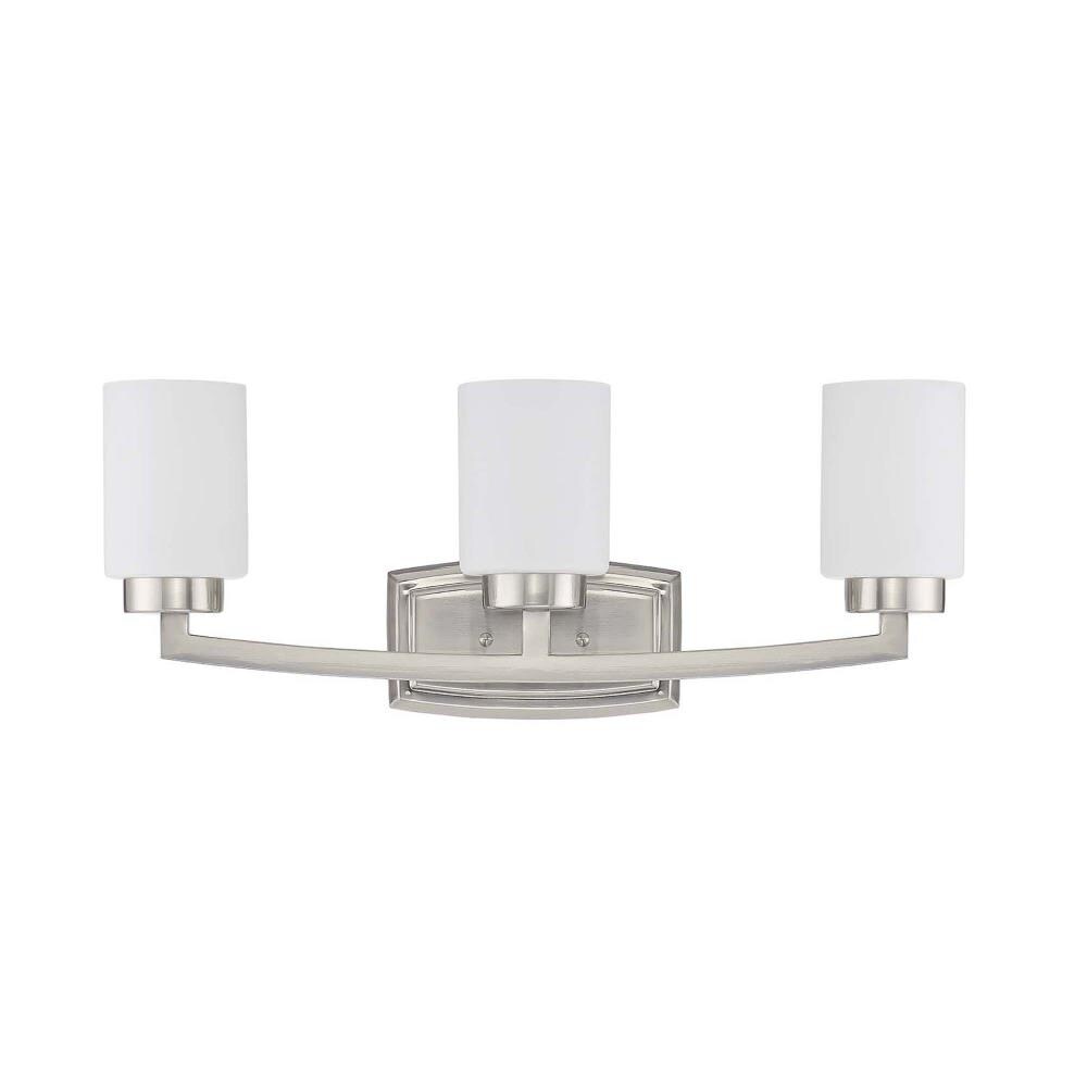 Sunset Lighting F18013-80 Dalton Three Light Vanity Dimmable Opal Etched Glass with Bright Satin Nickel Finish