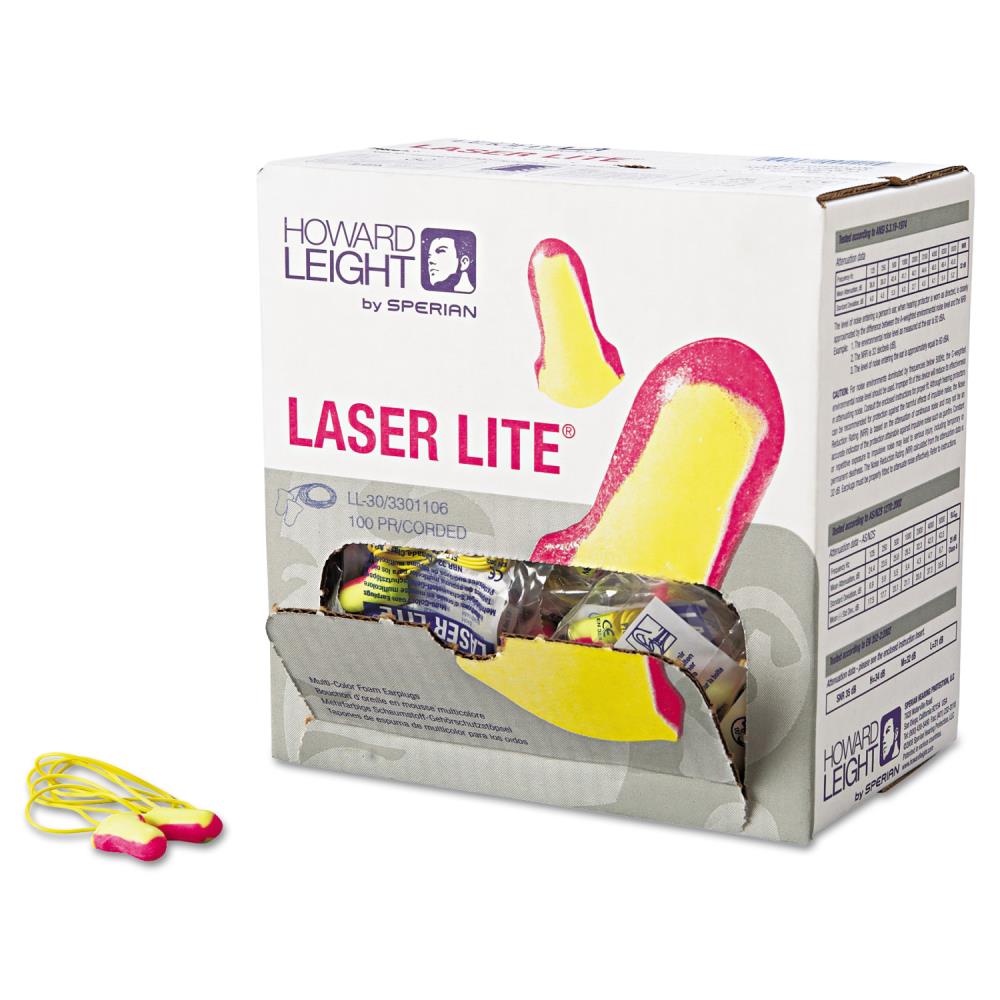 50 Pairs Howard Leight Laser Lite LL-30 Corded Foam Ear Plugs Earplugs