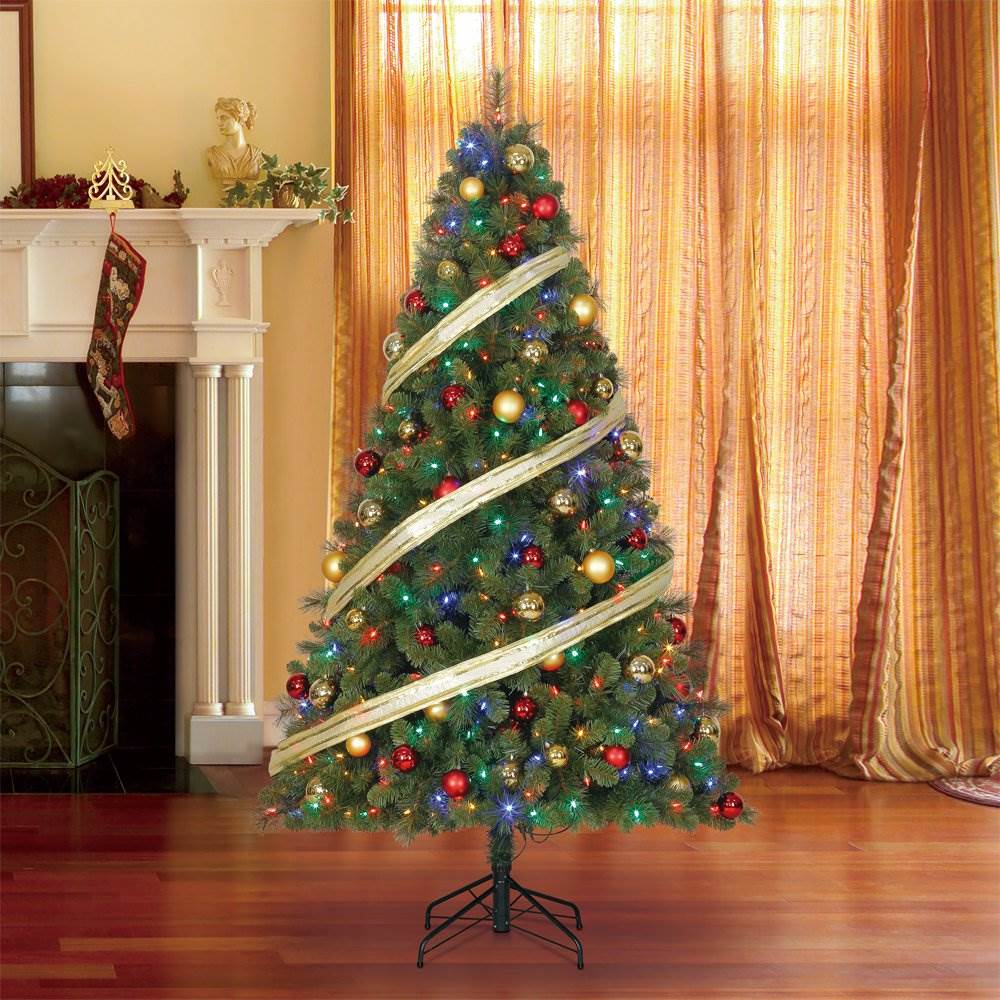 Madison Pine White 6.5' Pre-Lit Christmas Tree w/ 350 Multi COLORED Lights NEW 
