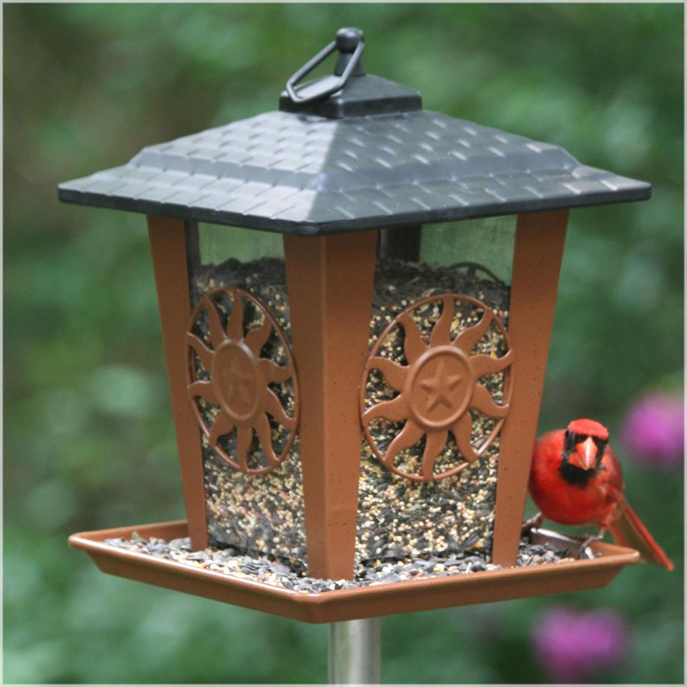 Perky-Pet ® Metal Brown Hopper Bird Feeder W/ Opening Pole Outdoor Garden Mount 