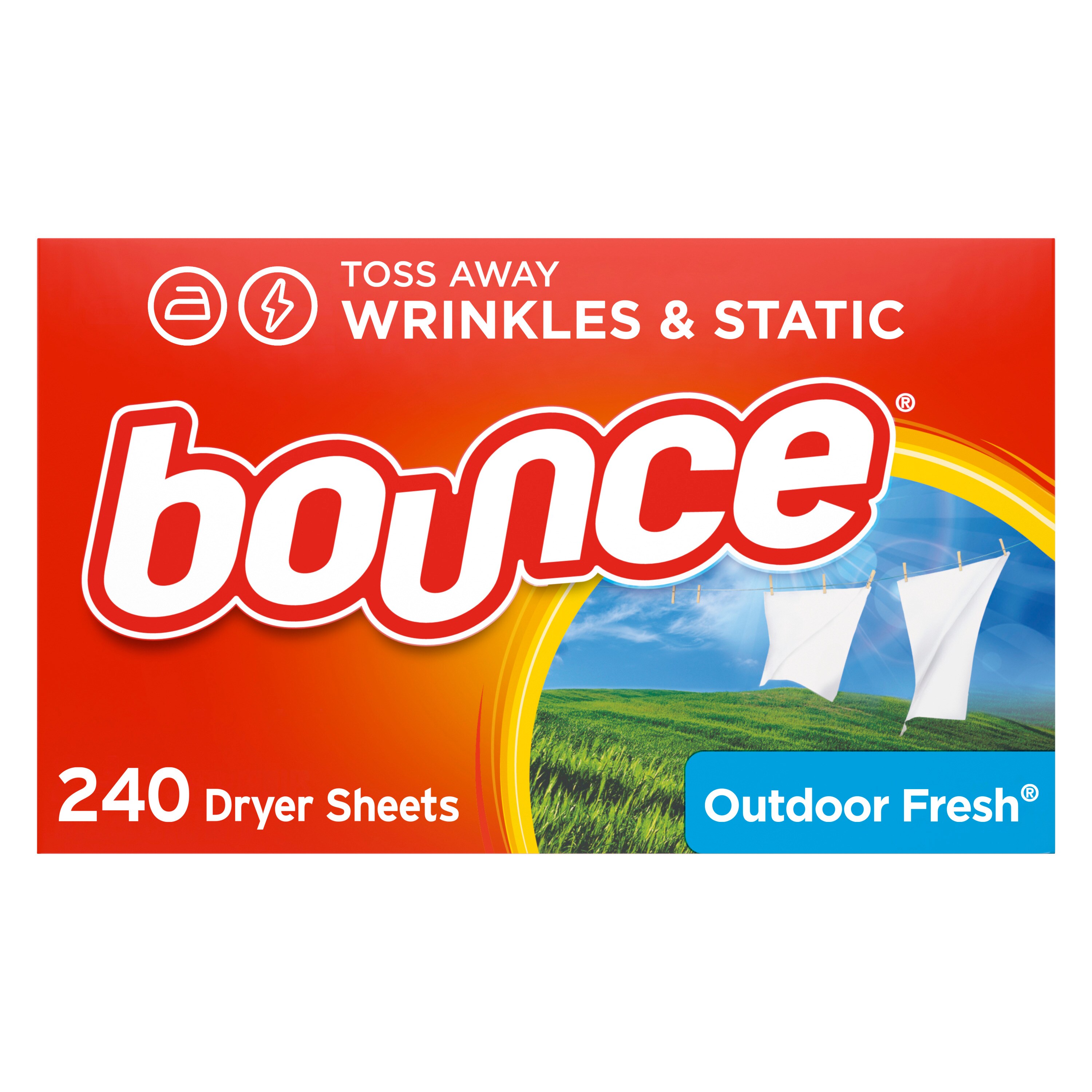 240 Count FREE SHIPPING! Outdoor Fresh Bounce Fabric Softener and Dryer Sheets 