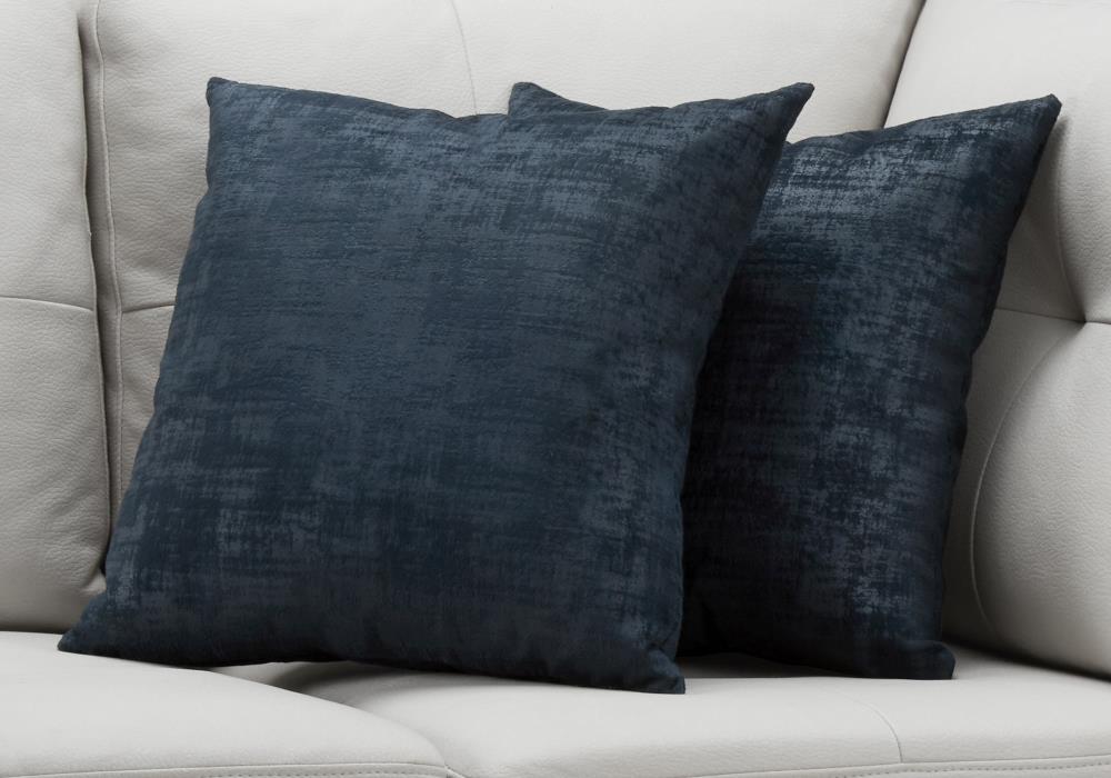 Monarch Specialties Pillow 18 Inx 18 In Dark Blue Brushed Velvet 2pcs In The Throw Pillows 5948