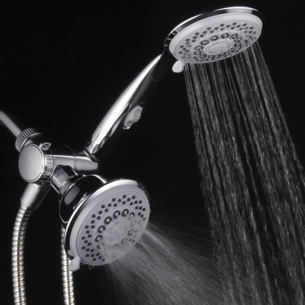 PowerSpa 30-setting 4-Inch G-Style Gray-Face Shower Head Combo 