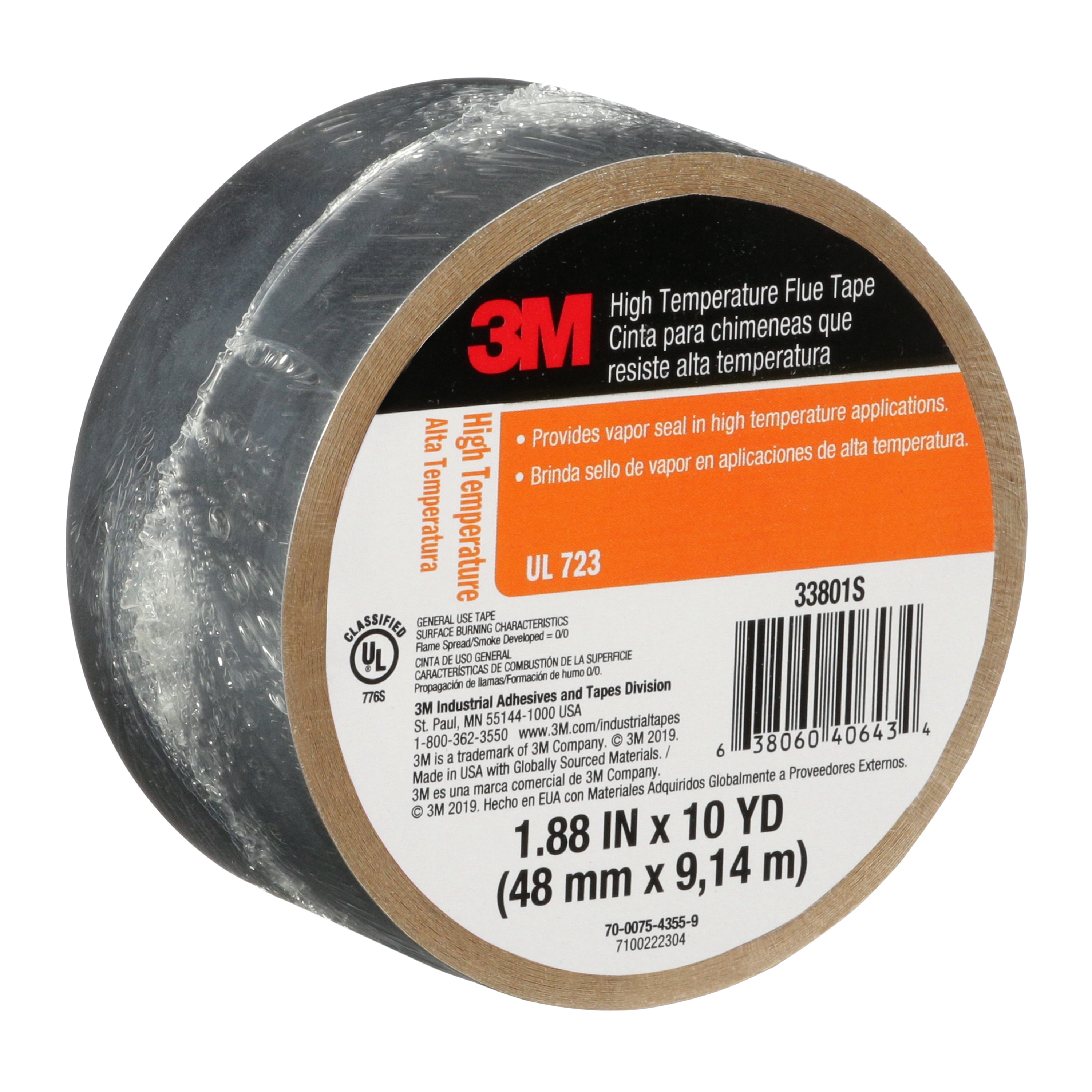 3M High Temperature FLUE TAPE Seals Leaks Hot Air Ducts 1.5" x 5 Yd 2113NA NEW!! 