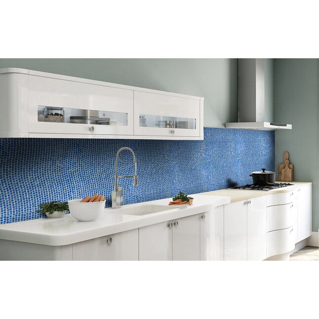 Abolos Galaxy Blue 12 x 12 Straight Glass Mosaic Backsplash Tile