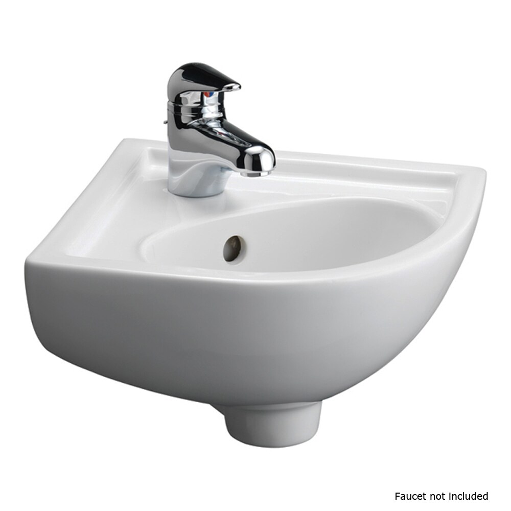 Bathroom Vessel Wall Mount Sink Ceramic Corner Basin with Drain Faucet Combo Set 