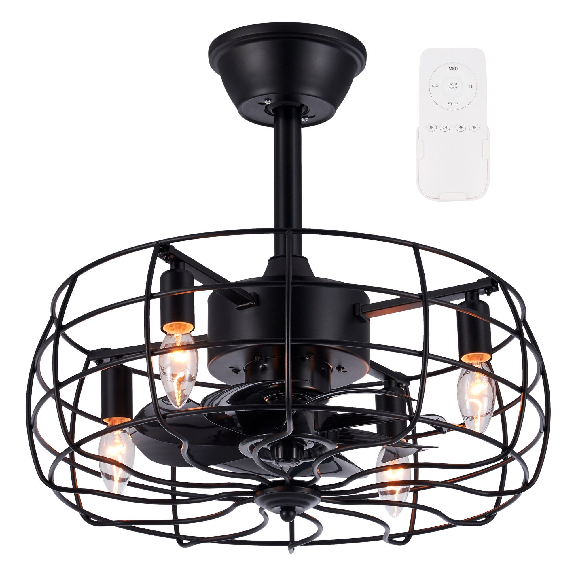 Dinkarville index Refinery CO-Z 16-in Black LED Indoor Chandelier Ceiling Fan with Remote (8-Blade) in  the Ceiling Fans department at Lowes.com