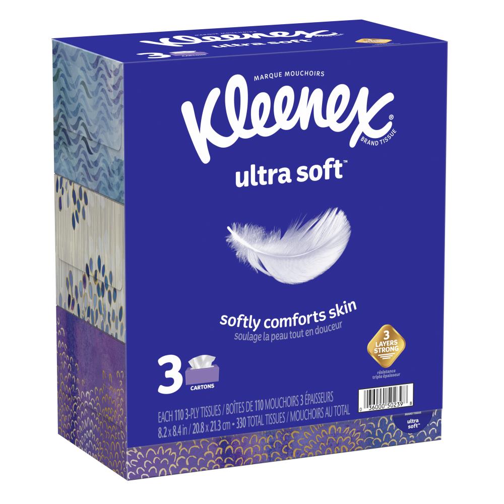 Pack of 4 65 Count Upright Boxes Kleenex Ultra Facial Tissue 