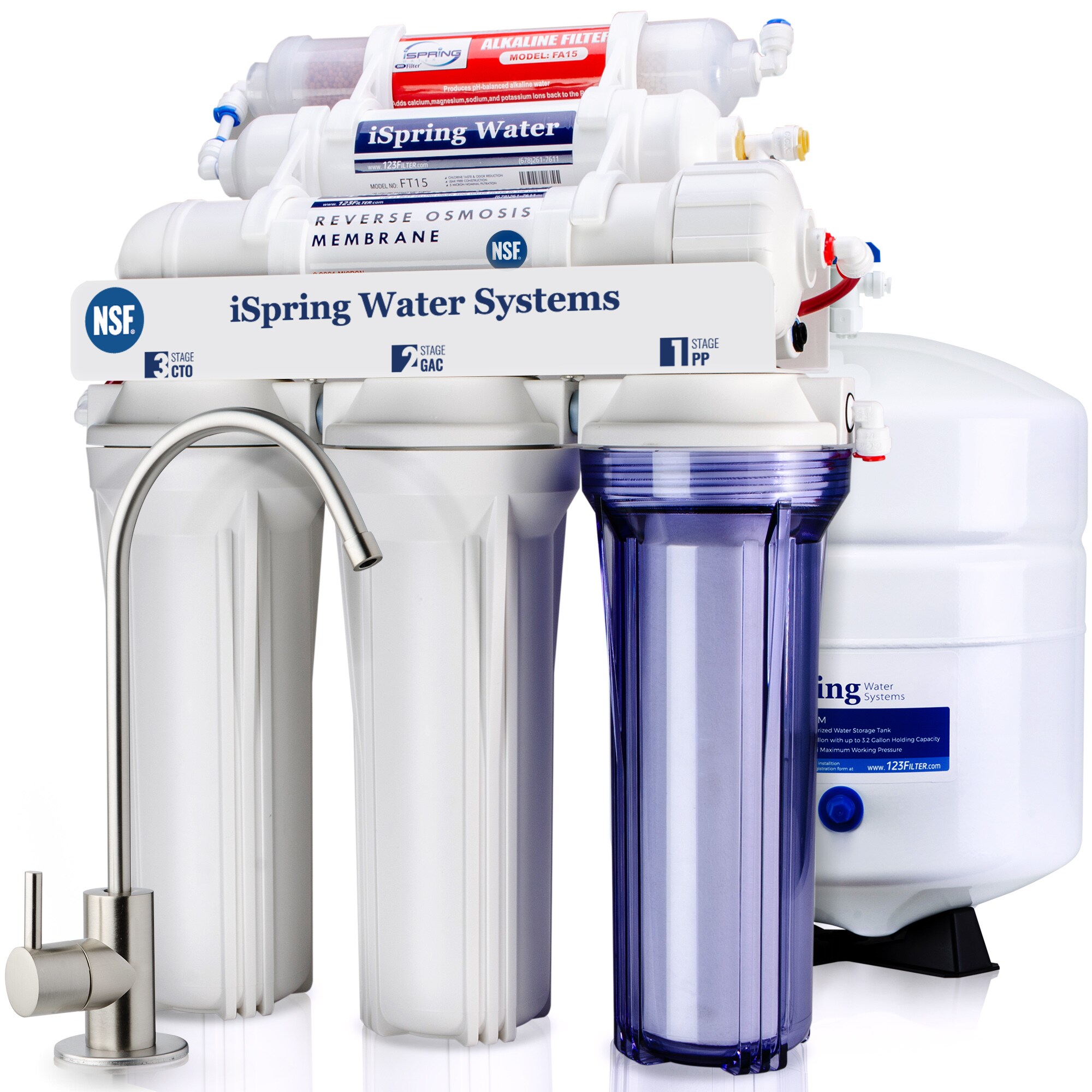 7-Stage UV+pH Pure Reverse Osmosis System Disinfection & Mineral Drinking Water 