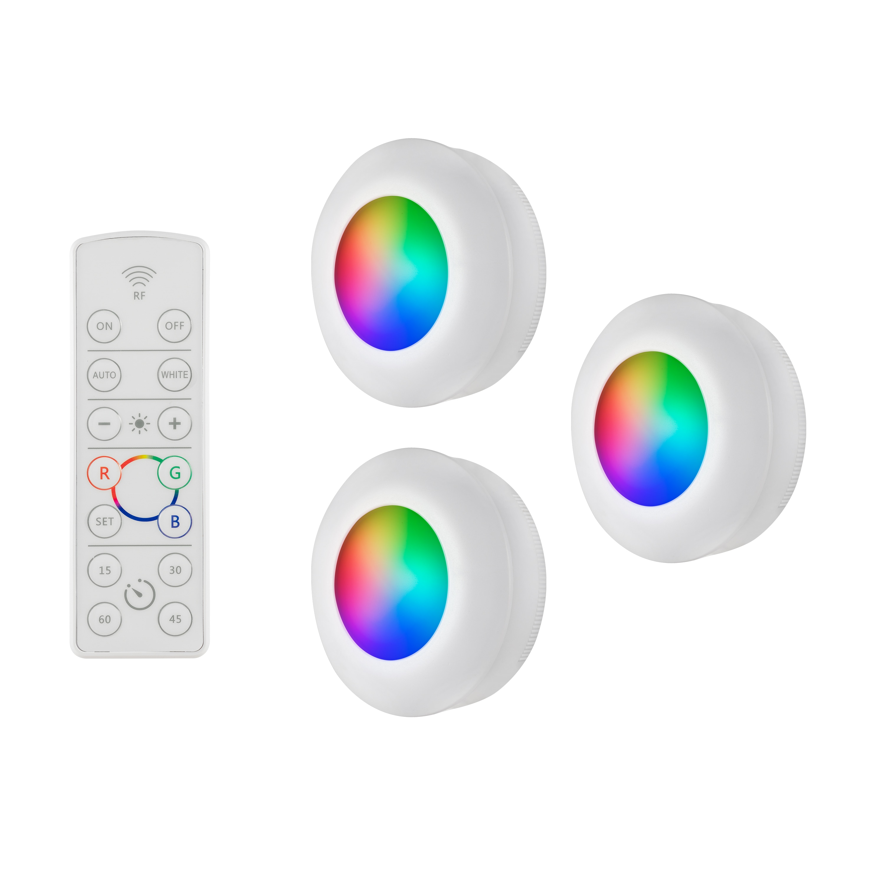 6 Pack LED Wireless Puck Light with Remote Control Multi Color Under Cabinet 