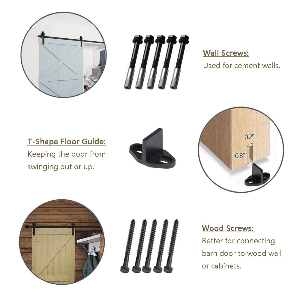 Clihome 48in Matte Black Interior/Exterior Jstrap Barn Door Kit in