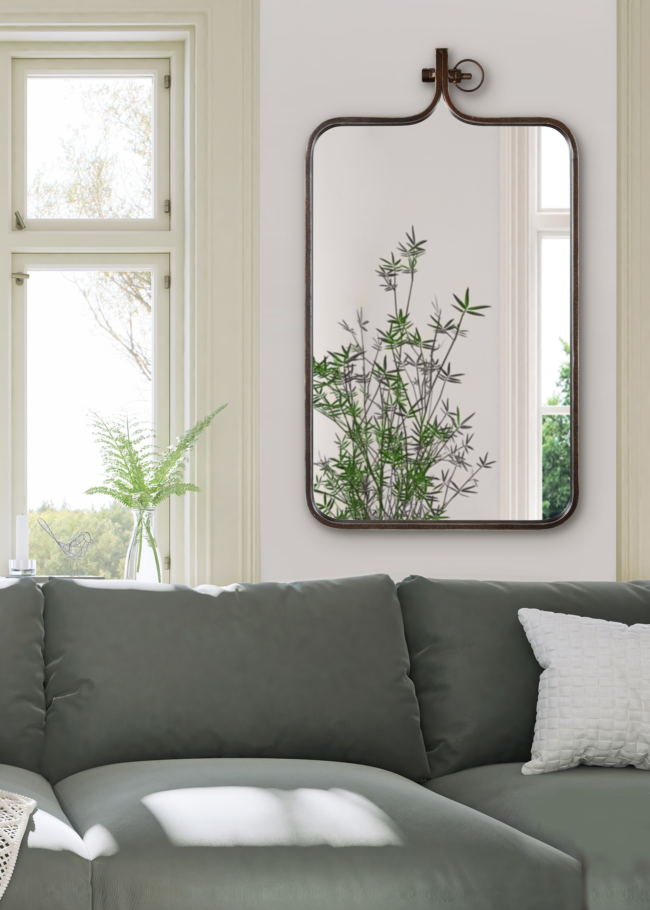 Kate and Laurel Yitro 20-in W x 35-in H Bronze Framed Wall Mirror