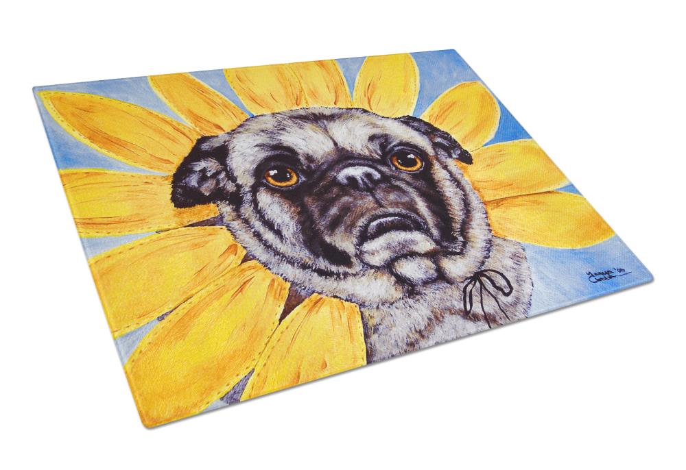 Multicolor Carolines Treasures Pug Penny for Your Thoughts Glass Cutting Board Large