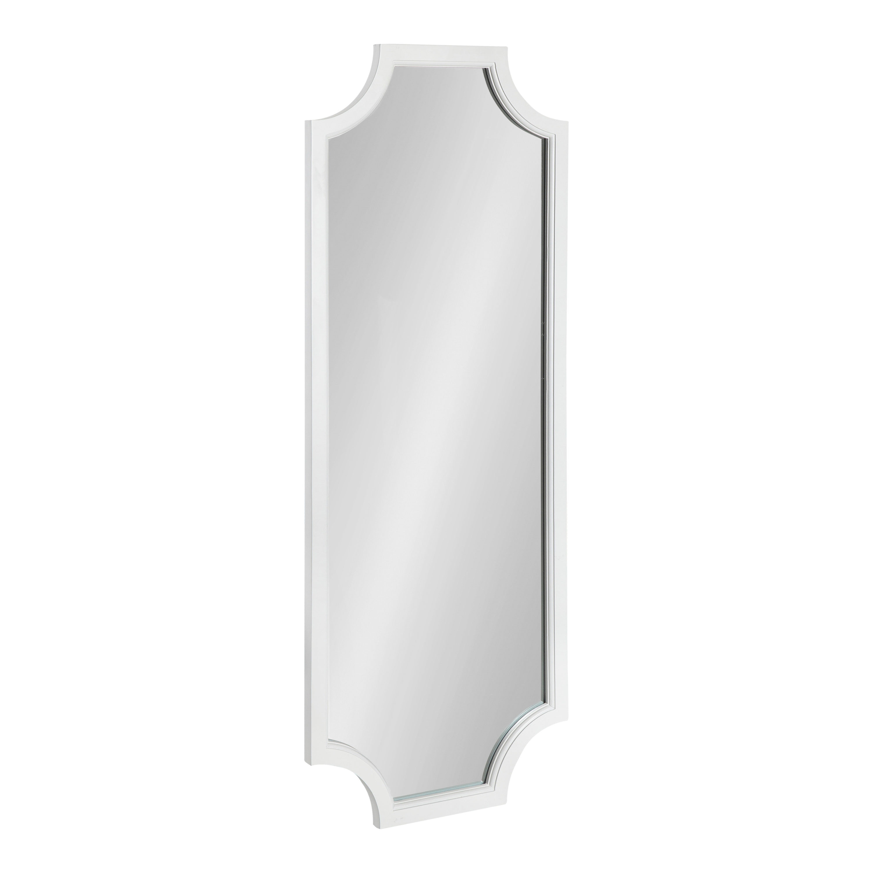 White Kate and Laurel Hogan Wood Framed Full-Length Wall Mirror with Scallop Corners 18x48 Inches 