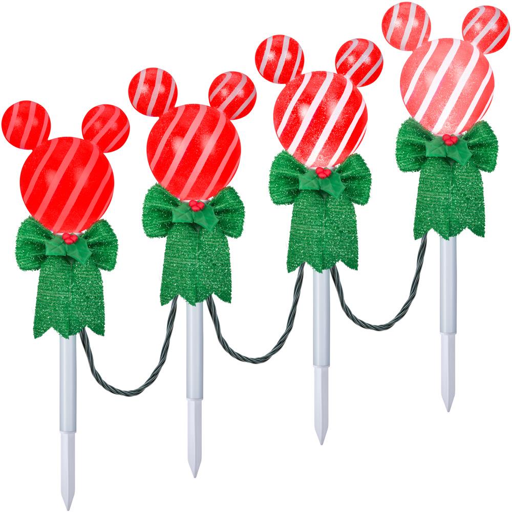Set of 4 Disney Magic Holiday Mickey Mouse Color Morphing LED Pathway Lights 