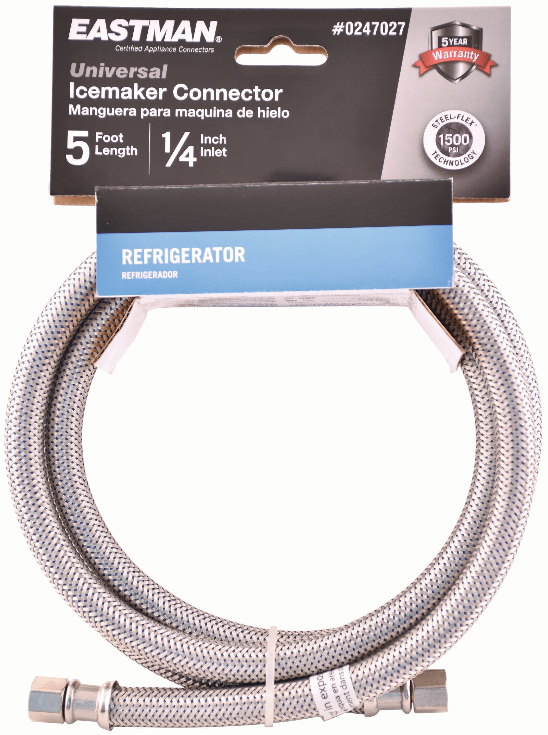 EASTMAN 98516 5-ft 1,800-PSI Stainless Steel Ice Maker Connector for sale online 