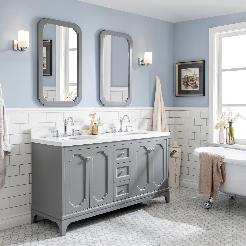 Water Creation Queen 60-in Cashmere Grey Undermount Double Sink ...