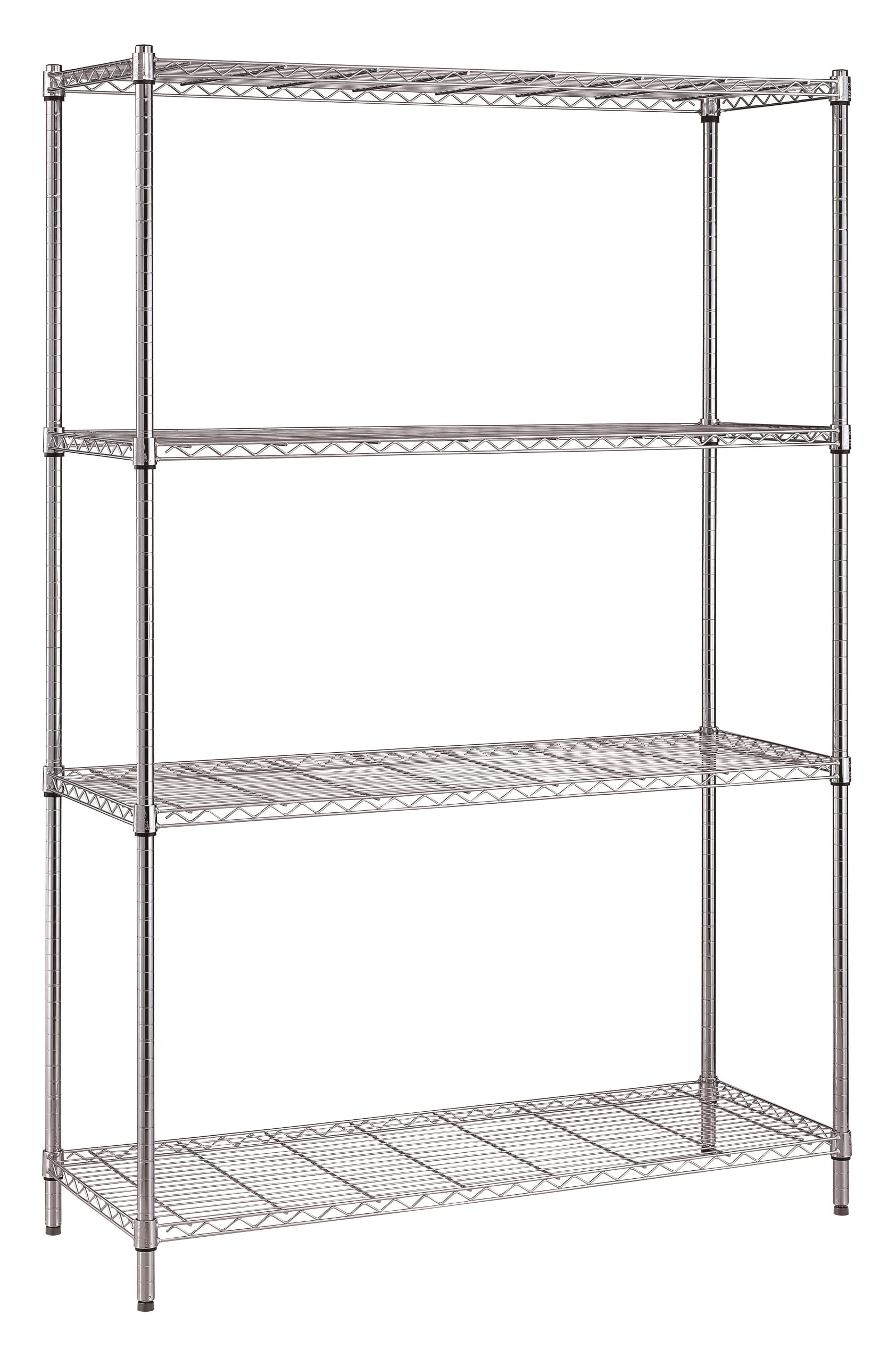 Chrome Finish Quantum Storage Systems WR54-1424C Starter Kit for 54 High 4-Tier Wire Shelving Unit 14 Width x 24 Length x 54 Height 