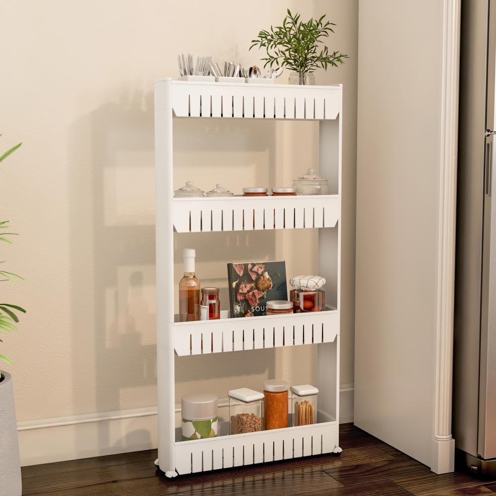 5-Tier Rolling Storage Rack Slim Shelf Home Office Shelving Unit Kitchen Shelves 
