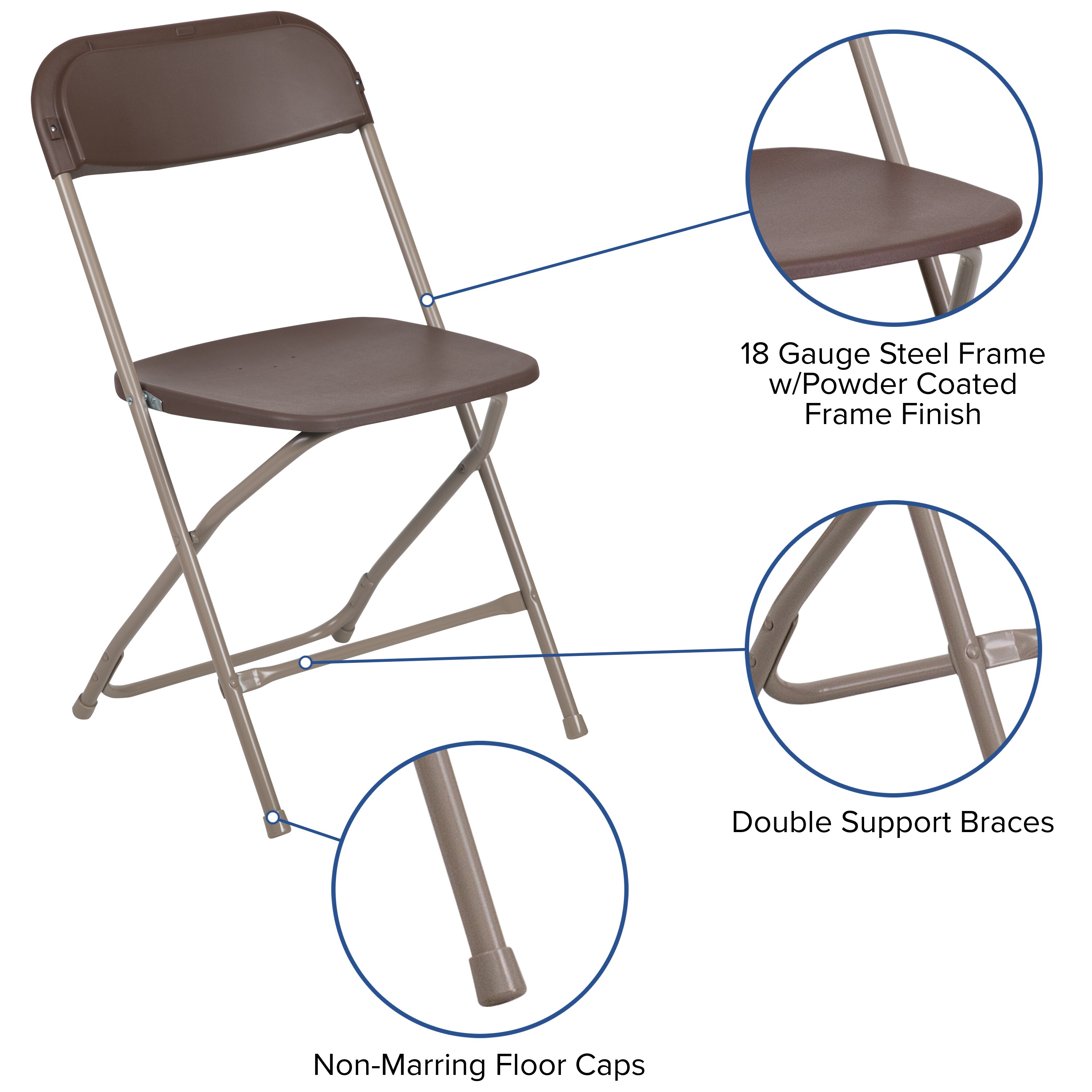 Flash Furniture 4-Pack Brown Standard Folding Chair with Solid 