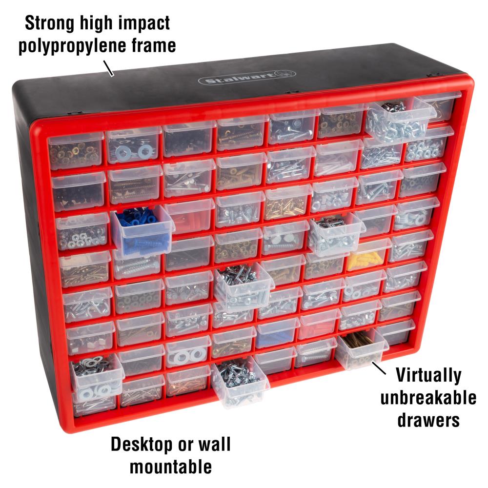 Storage Compartment Organizer Bins 64 Drawers Desktop Wall Mountable Container 