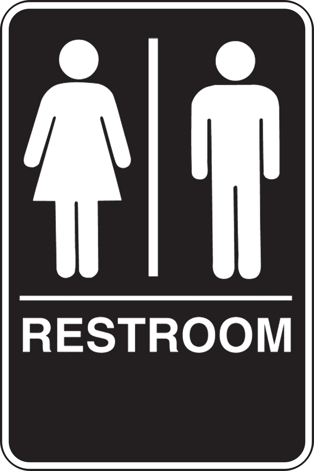 9 x 3-inches Restrooms Sign for Door Black and White Wall Restrooms Sign 