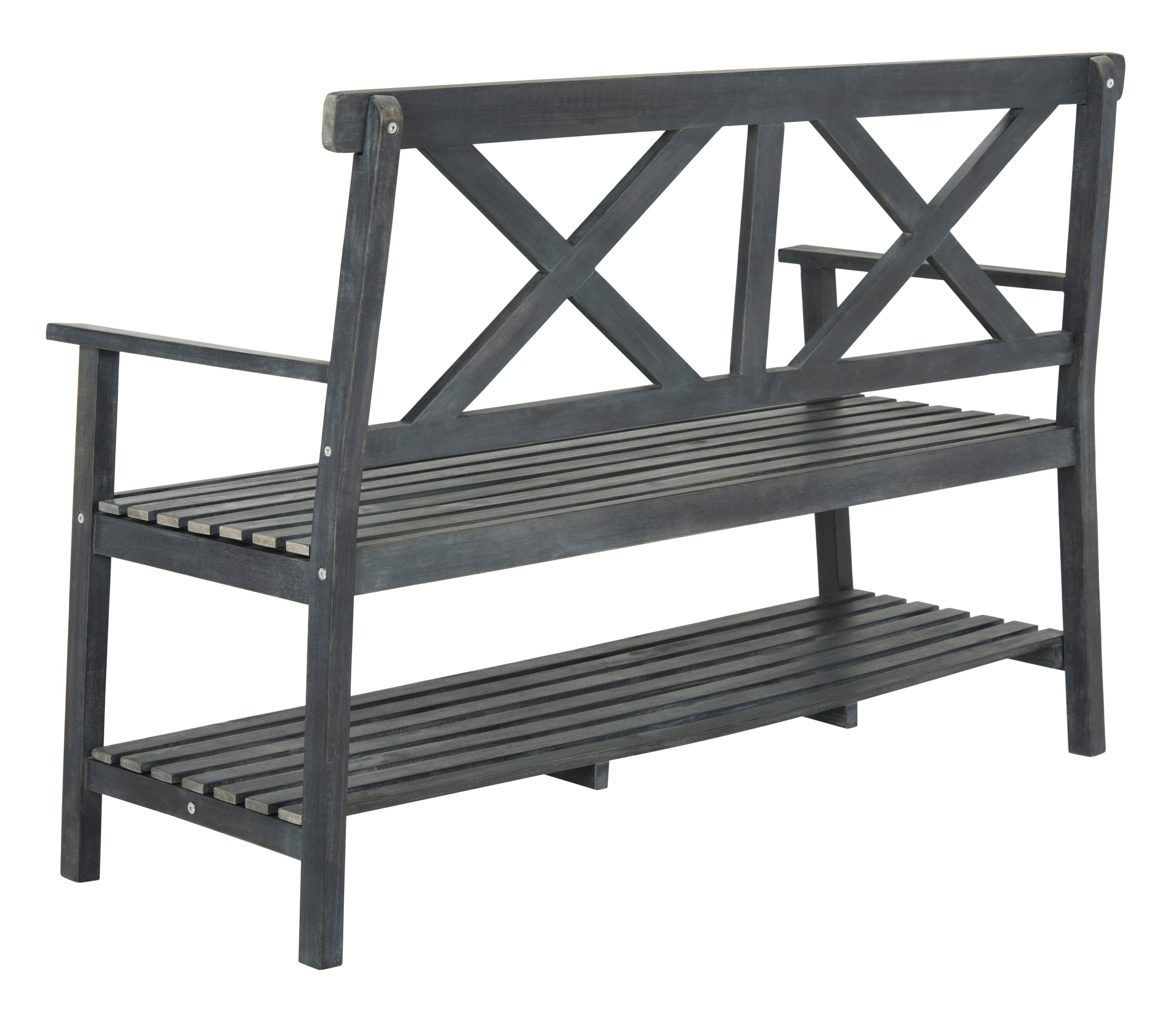 Anthracite/Silver Metal Safavieh Slade Bench